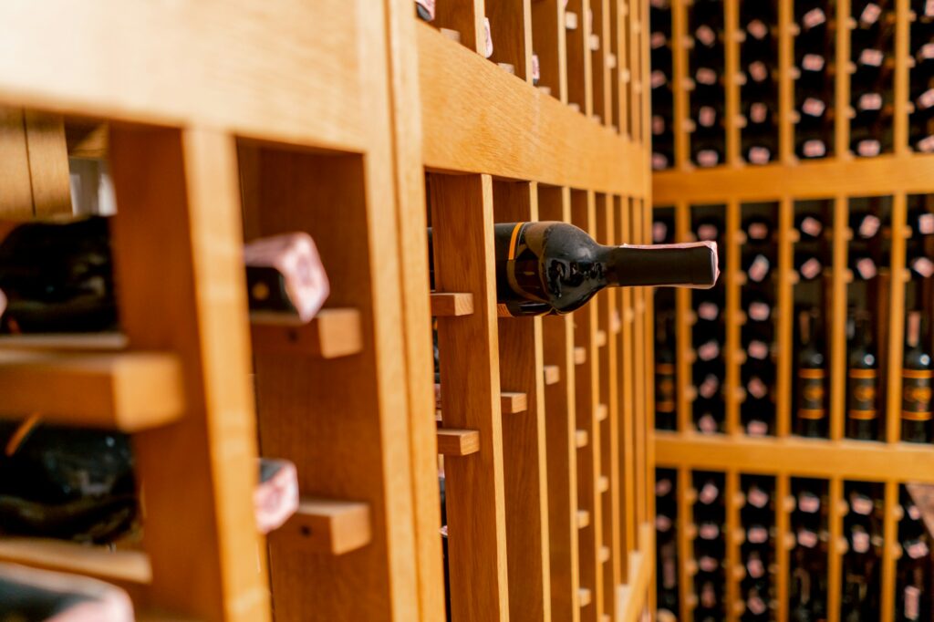 The underground cool wine cellar of winery where aged perennial wine for restaurants is stored