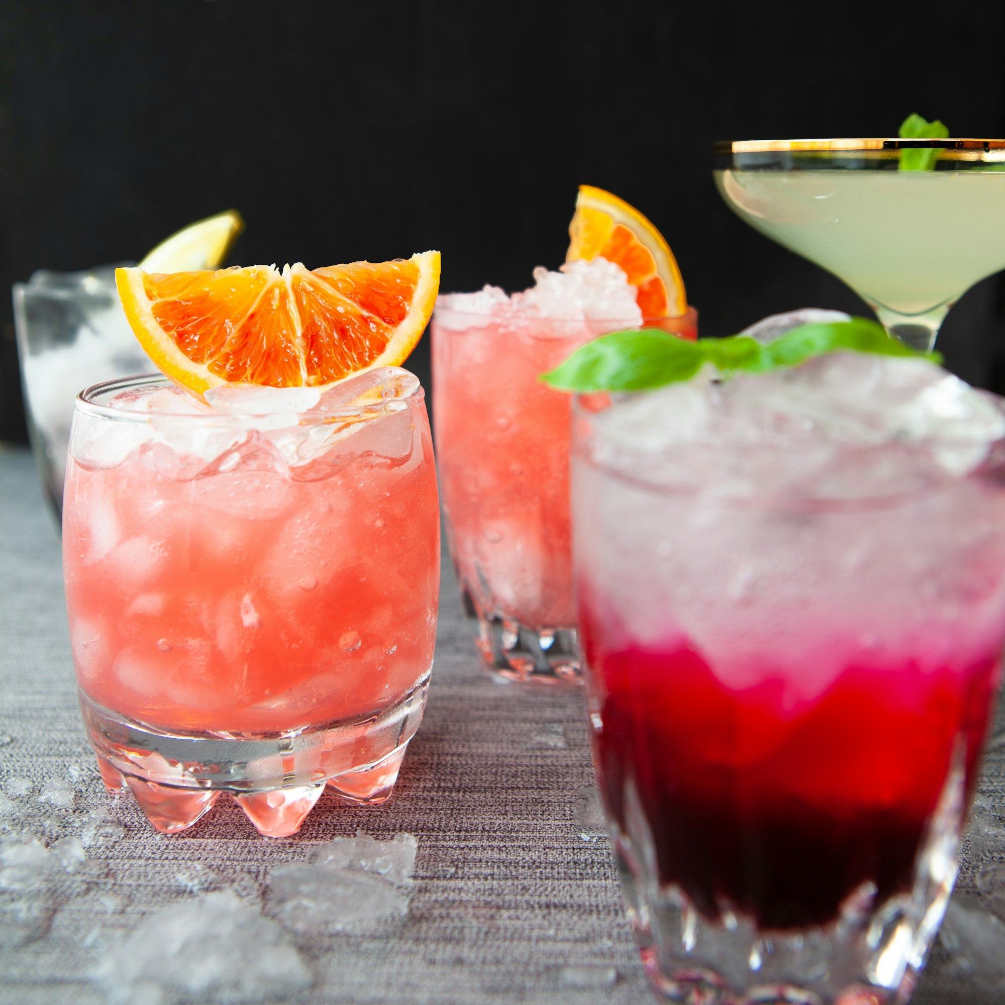 Variety of refreshing cocktails